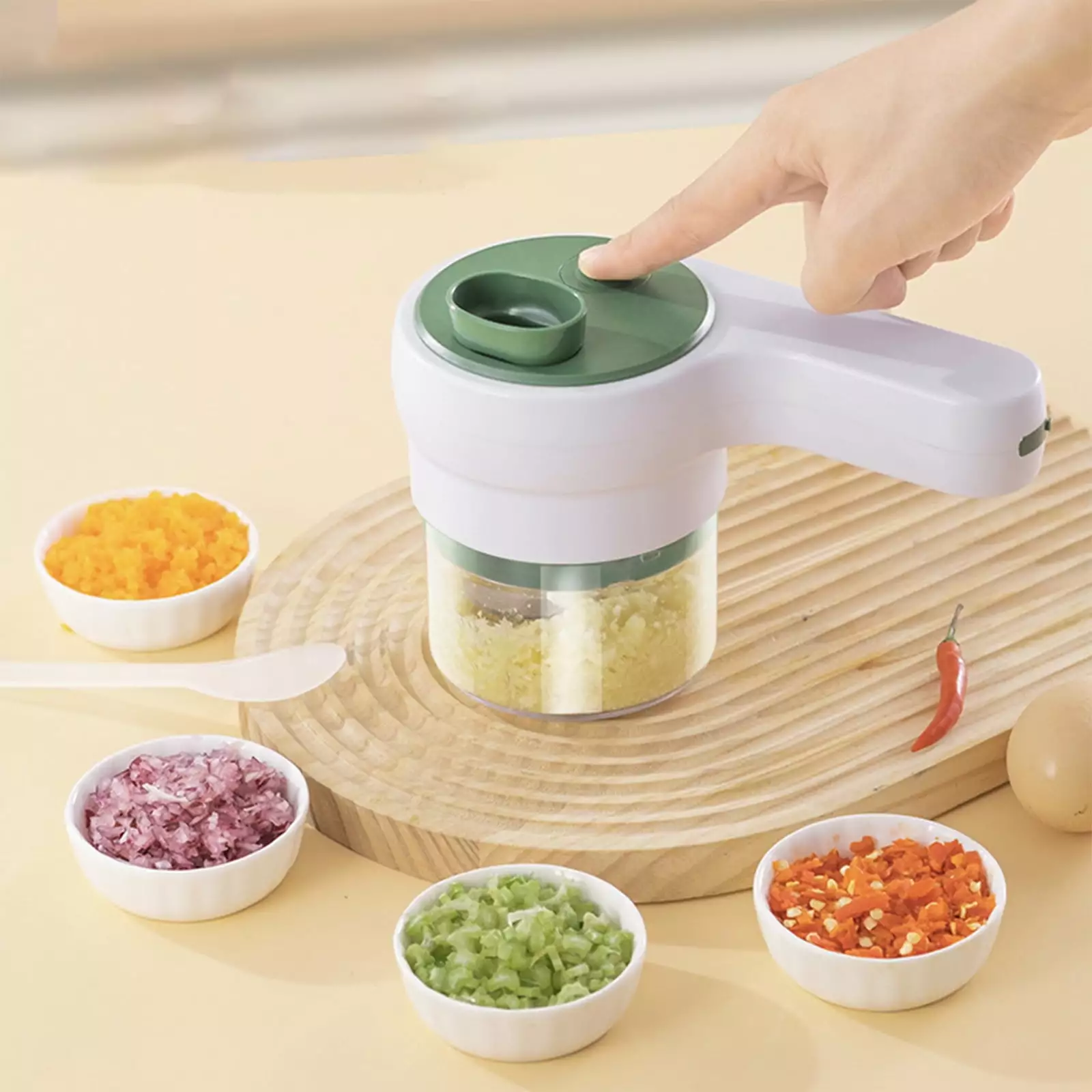 Wireless Handheld Electric Vegetable Chopper and Grinder Outdoor Barbecue Speedy Prep Grilling Mastery White
