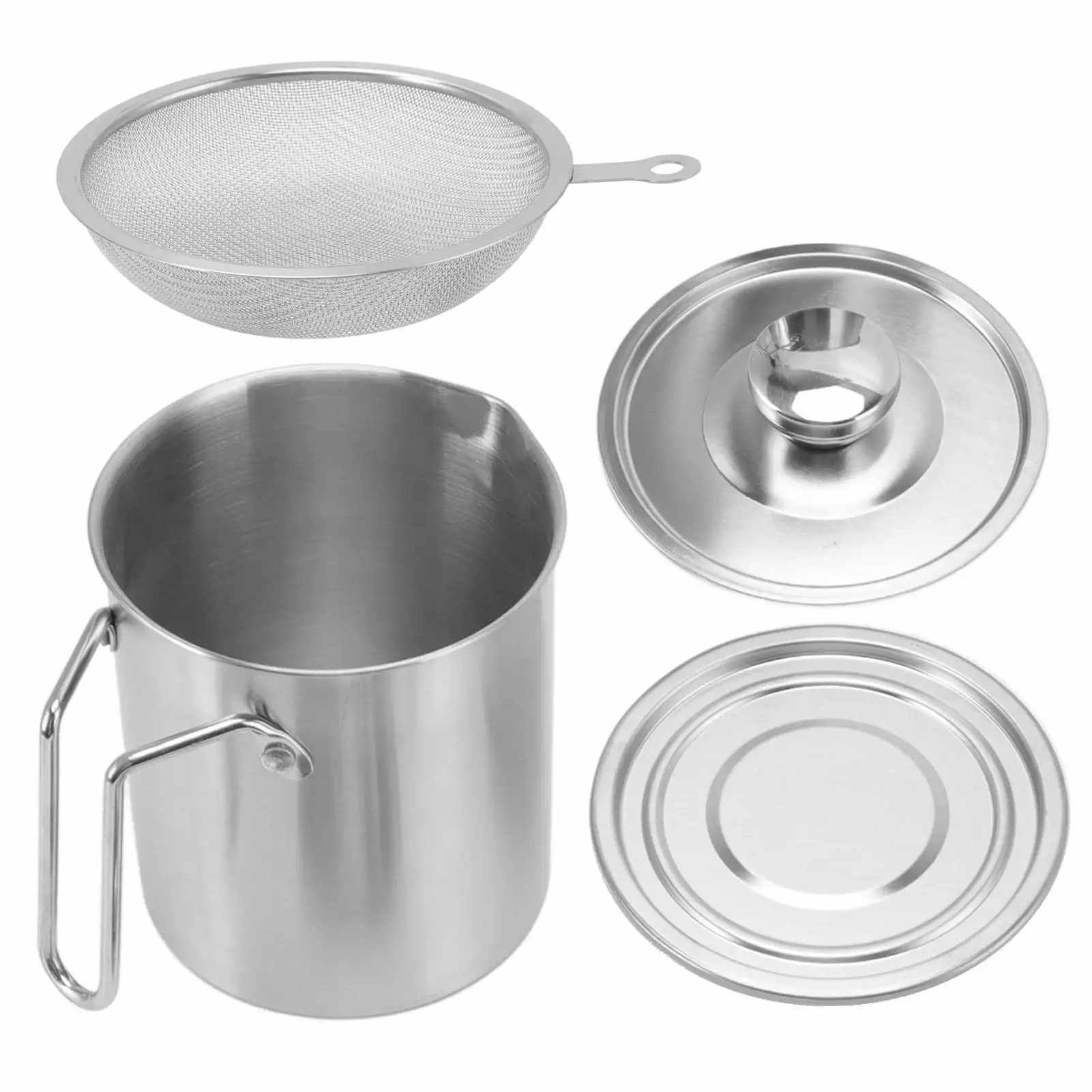 Stainless Steel Bacon Grease Container 1200ML High Temperature Resistance Oil Strainer Frying and Cooking HRHousruse