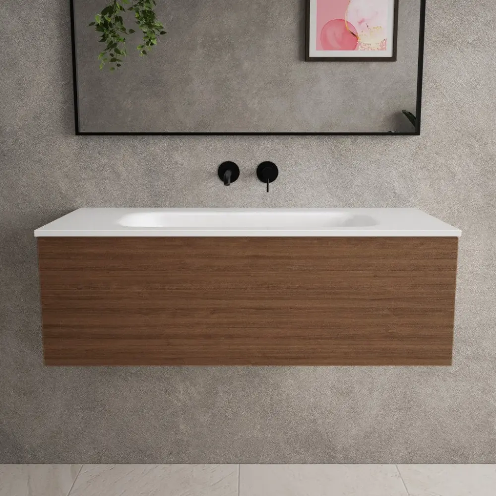 Raffinata One Drawer Vanity Unit Beyondstone Basin - Walnut 1000mm