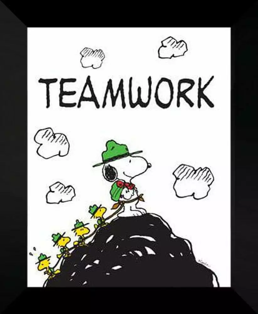 Peanuts Framed Art Print 20x24 Teamwork Snoopy Charlie Brown Art Direct