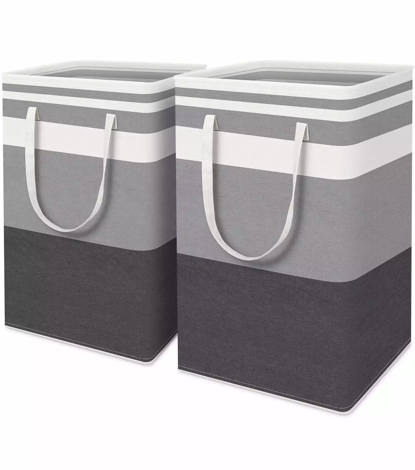2-Pack Large Laundry Bin Waterproof Freestanding Laundry Hamper Collapsible Tall Clothes Hamper Gradient Grey 75L A Akraf