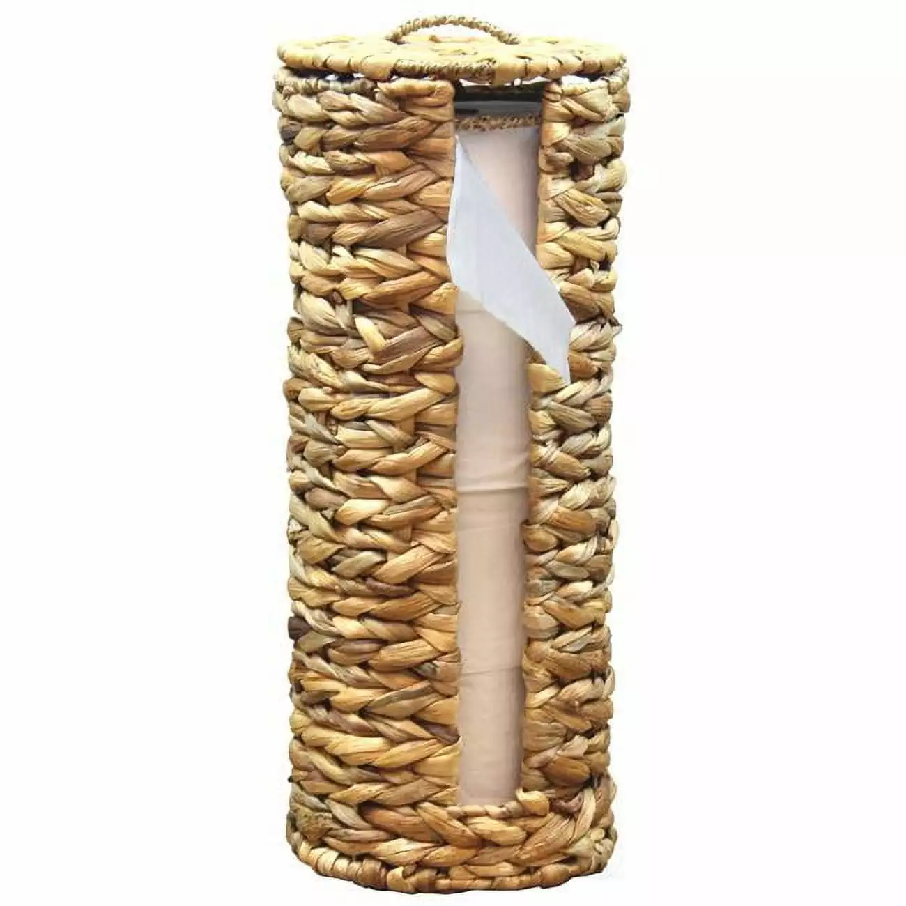 Vintiquewise Wicker Water Hyacinth Tall Toilet Tissue Paper Holder 4 Wide Rolls