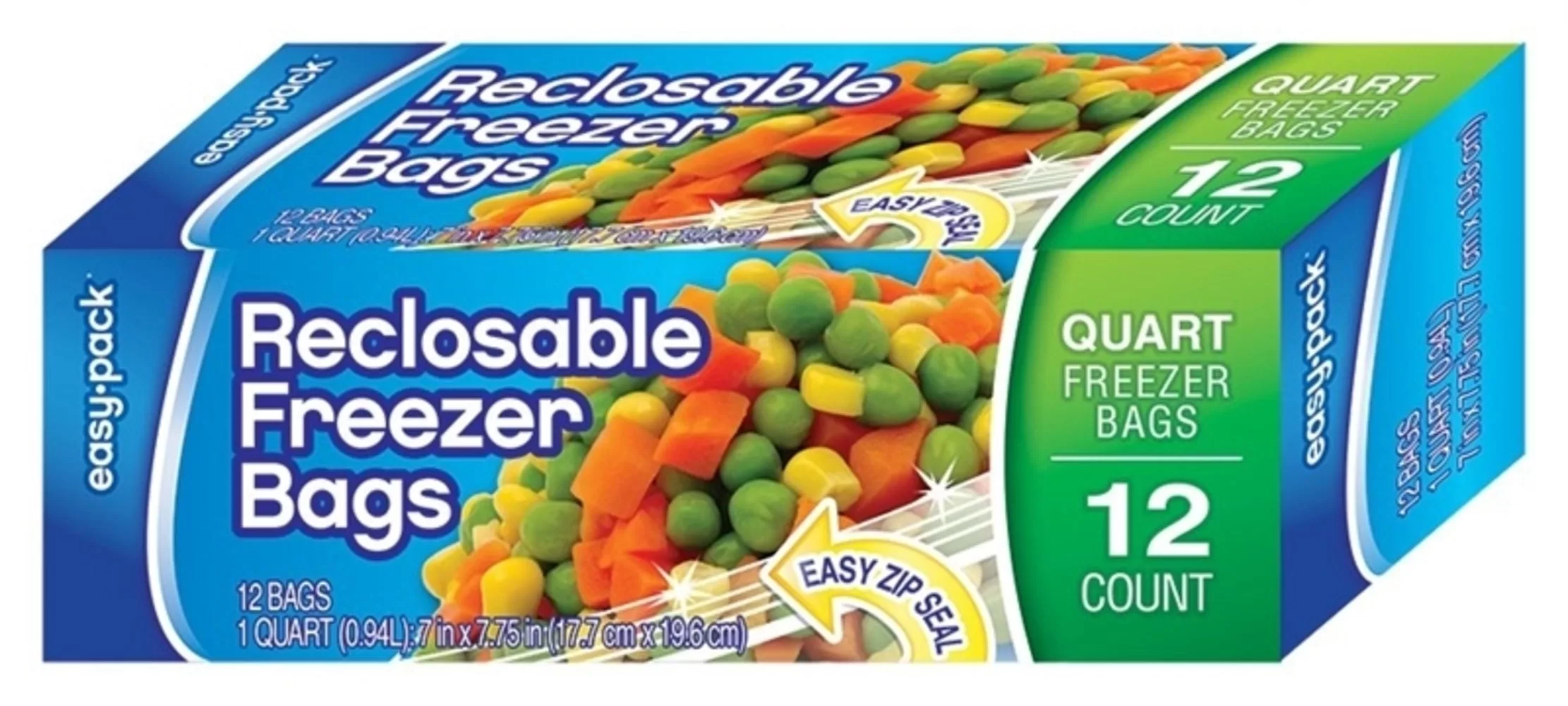Easy Pack 1309 Reclosable Freezer Bag 1 Quart Food Storage