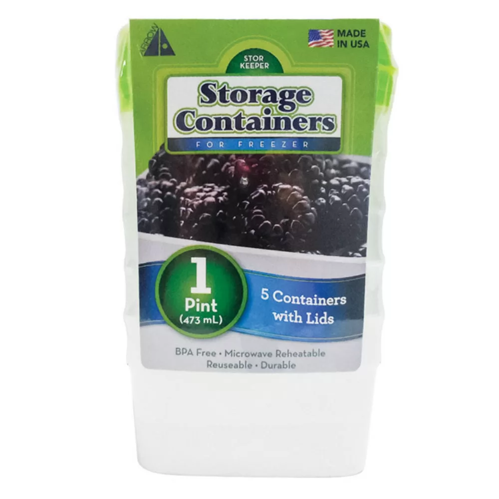 Arrow Home Products 04201 Freezer Storage Containers 1 Pint 5 Pack