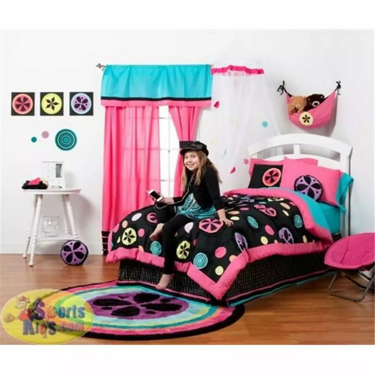 One Grace Place Magical Michayla's 4 Piece Full Bedding Set - Soft Microfiber - Floral Design