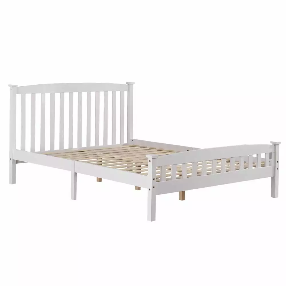 Ktaxon Vertical Wood Bed Frame Headboard and Footboard White Full Size