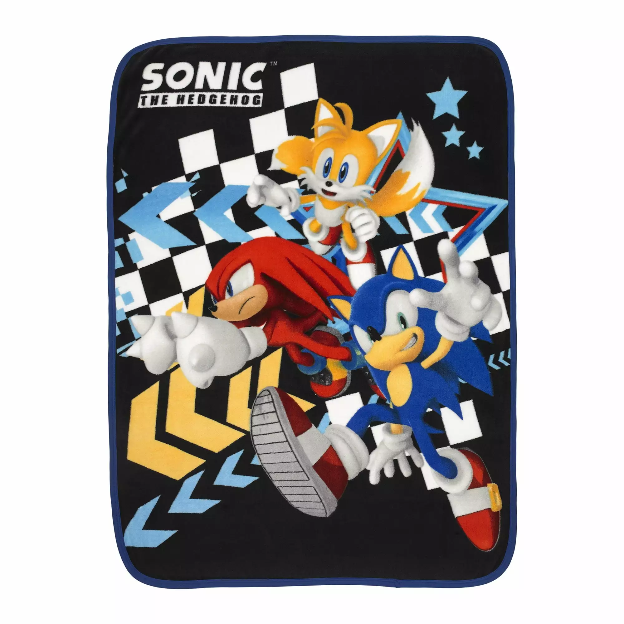 Sonic Hedgehog Kids Fleece Throw Blanket - Sega Gaming Bedding 46 x 60 Inches Black