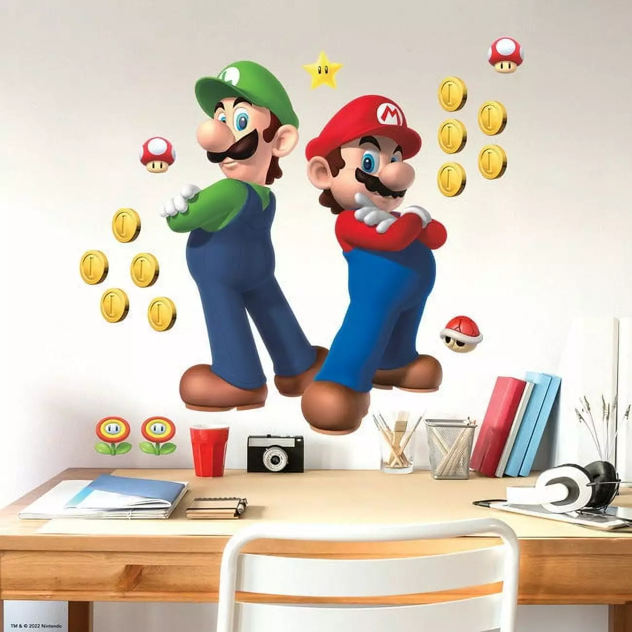 Super Mario Luigi and Mario Giant Peel & Stick Wall Decals - Gaming Room Decor RoomMates