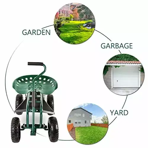 Garden Cart Seat and Wheels Gardening and Beach Use Style