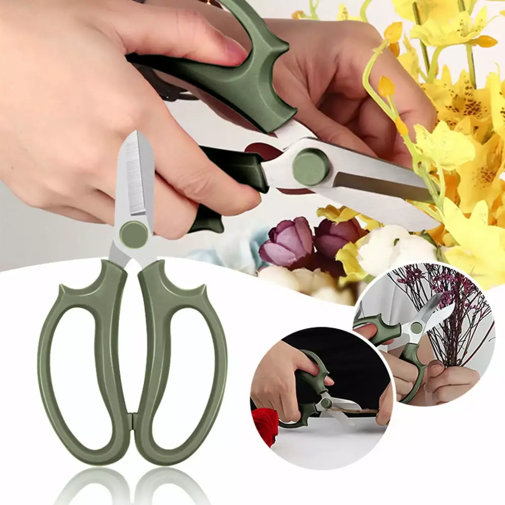 HGEGPO Thickened Stainless Steel Flower Scissors - Strong Trimmer Flowers Branches and Leaves One