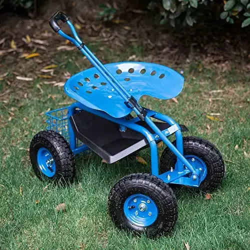 Garden Cart Gardening Workseat - Rolling Gardening Cart Work Seat Tool Tray and Storage Bin on Wheels Heavy Duty Scooter G...