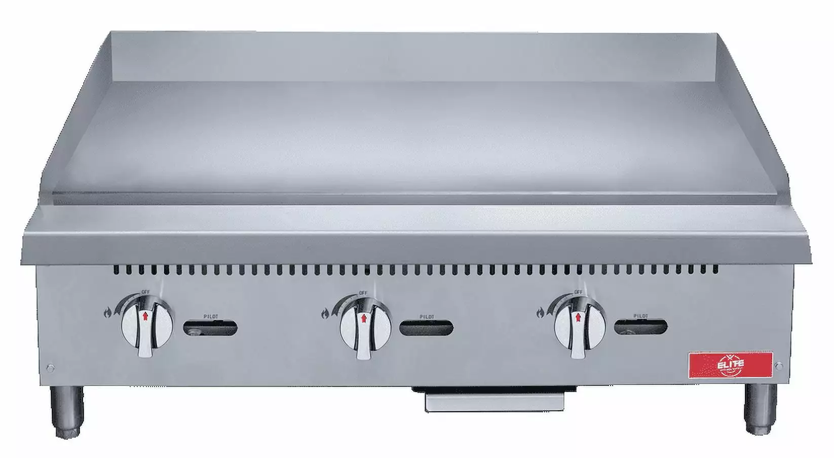 36 Inch Natural Gas Three Burner Commercial Griddle Stainless Steel Elite Kitchen Supply