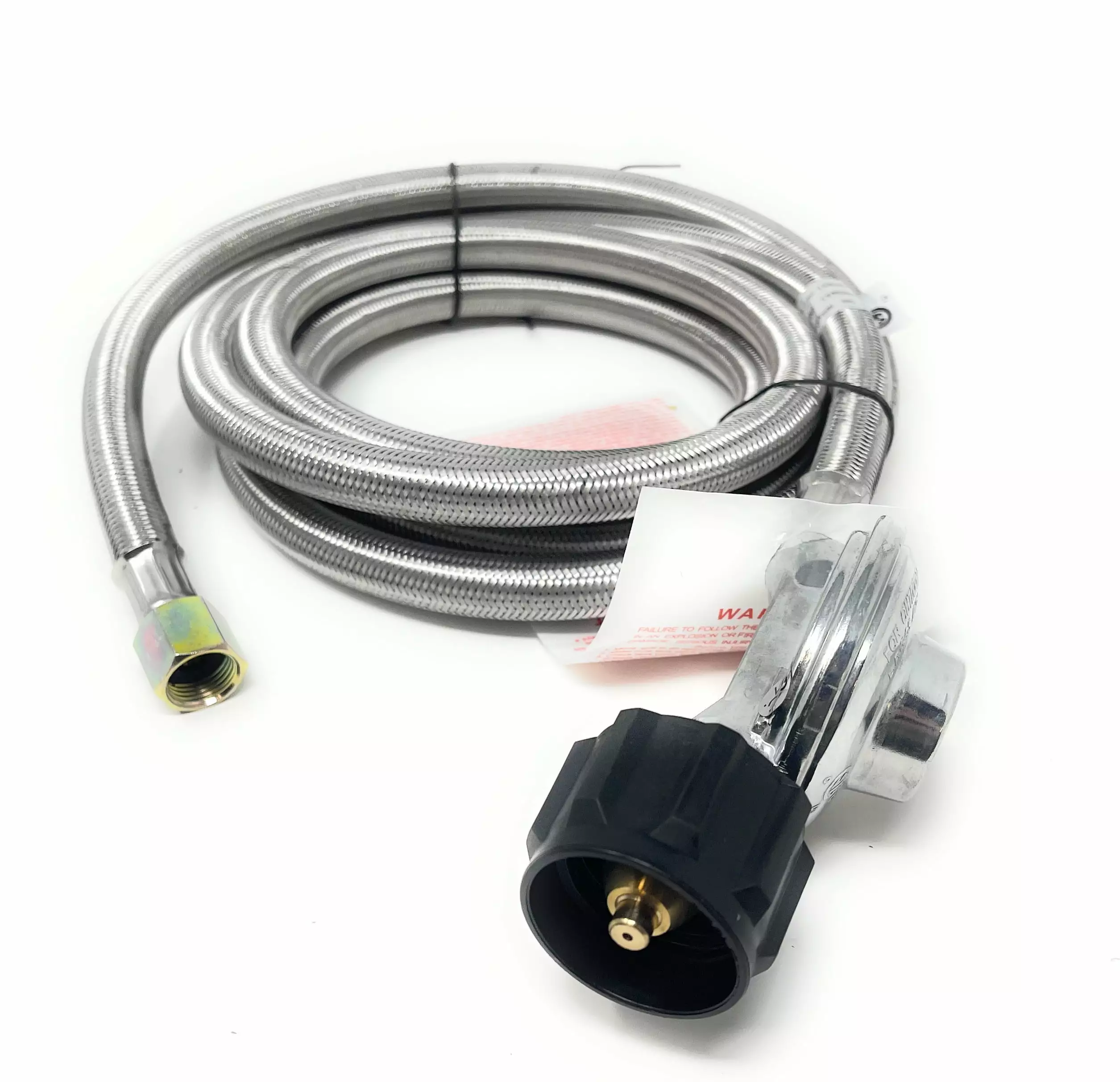 8-FT Universal QCC1 Low-Pressure Propane Regulator Stainless Steel Braided Hose LP Gas Grills