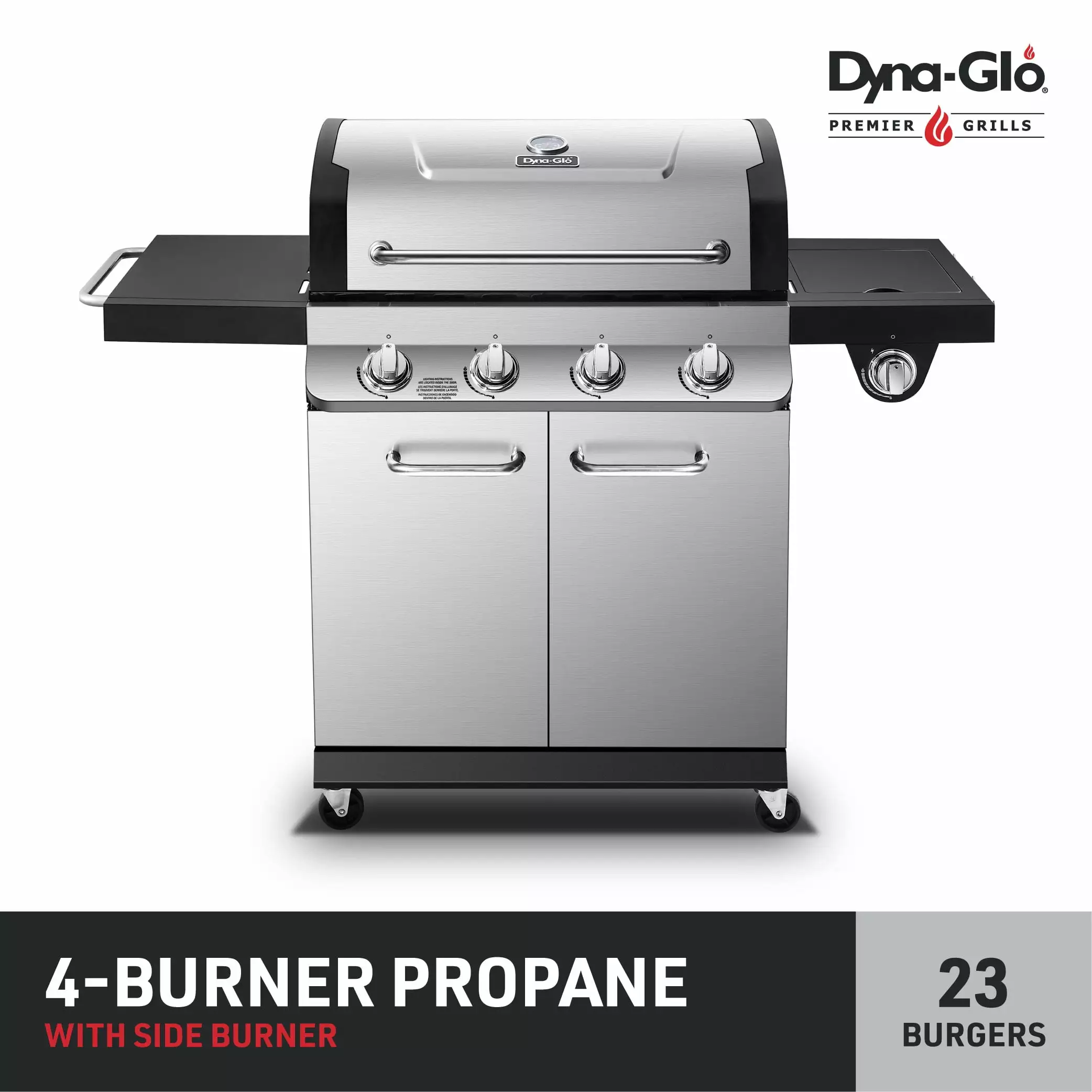 Dyna-Glo 4 Burner Silver and Black Propane Gas Grill Outdoor Cooking