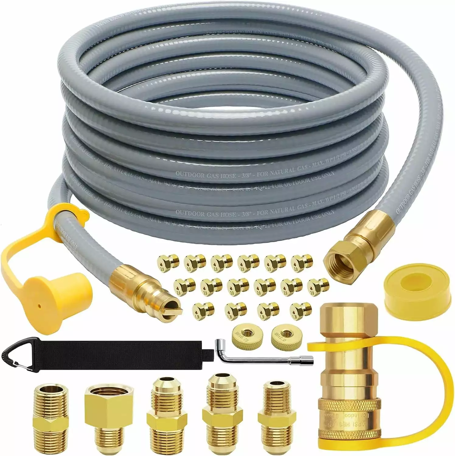18FT 3/8 ID Natural Gas Hose Quick Connect Weber Char-Broil and Other NG Appliances