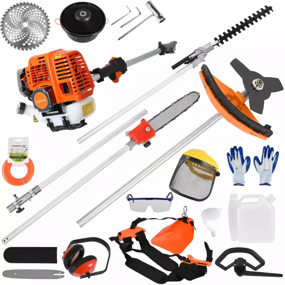 Happydeer 5 1 String Trimmer Chainsaw Handheld Hedge Pruner Cordless 2-Stroke Gasoline Edger Lawn Mower 52cc Gas Weed Wacker