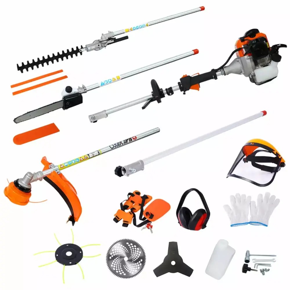 10 1 Multi-Practical 33CC 2-Cycle Garden Tool System Gas Pole Saw Hedge Trimmer Grass Trimmer and Brush Cutter EPA Complia...