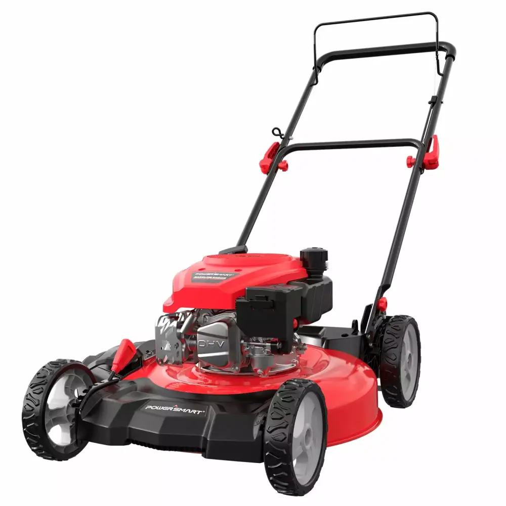 PowerIntelligent 21 Inch 144cc 2--1 Gas Push Lawn Mower Side Discharge