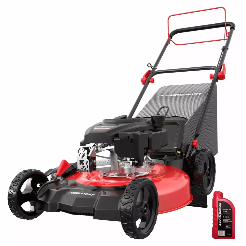 PowerIntelligent 21 Inch 170cc Self-Propelled Gas Lawn Mower Quick Fold Design