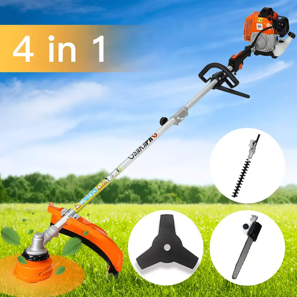 SYNGAR 4 1 Gas Powered 2-Cycle String Trimmer Pole Saw Hedge Trimmer and Brush Cutter Outdoor Home Commercial Use