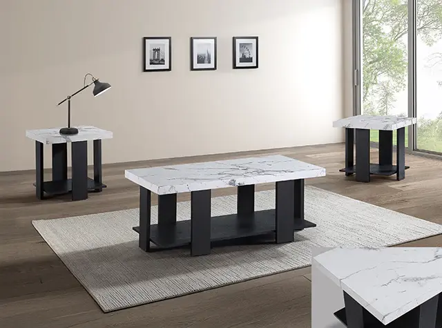 Boris 3-Pk Cocktail Set-Faux Marble