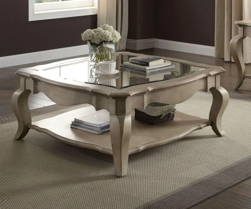 Chelmsford - Crystal Glass Coffee Table - Taupe