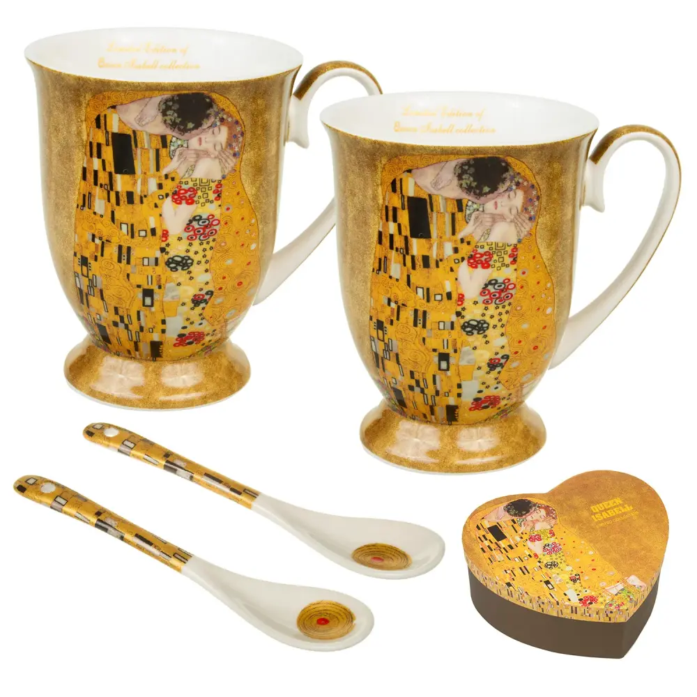 Espresso Gustav Klimt Porcelain Cup Place Teaspoons