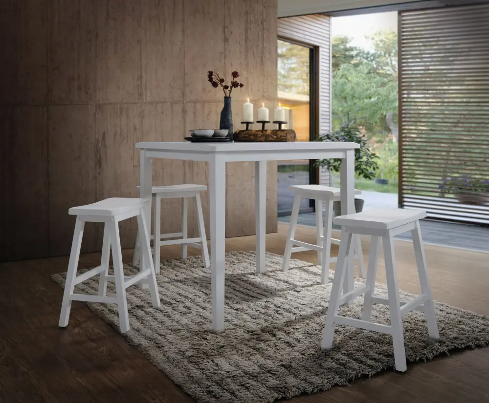 Gaucho - 5 Pieces Pack Counter Height Table Set - Snow