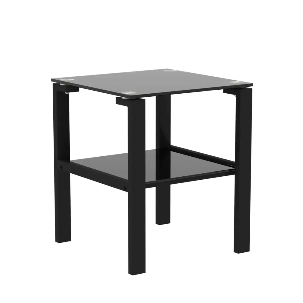 Glass Two Layer Tea Table, Modest Round Table, Bedroom Corner Table, Living Room Side Table