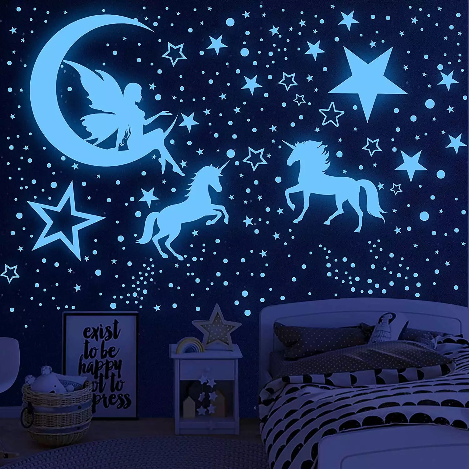 Glow Dark Stars and Unicorn Wall Decals Kids Playroom Neasyth