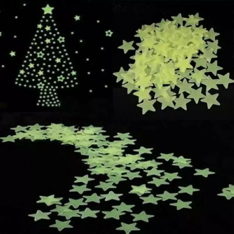 100pcs Glow Dark Stars Wall Stickers 3D Realistic Galaxy Ceiling Decals Assorted Colors LINKABC