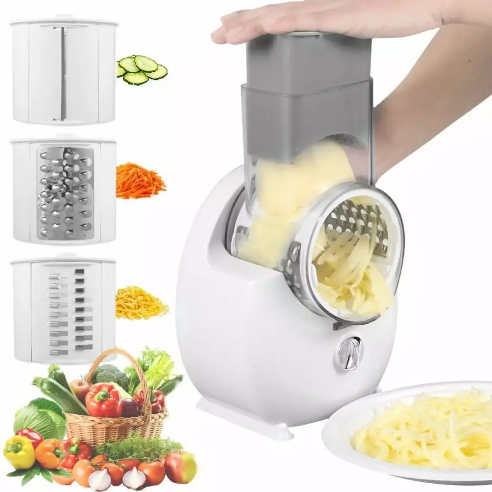 Qenwkxz Electric Cheese Grater Detachable Shredder 3 Blades USB Rechargeable Vegetables Wireless