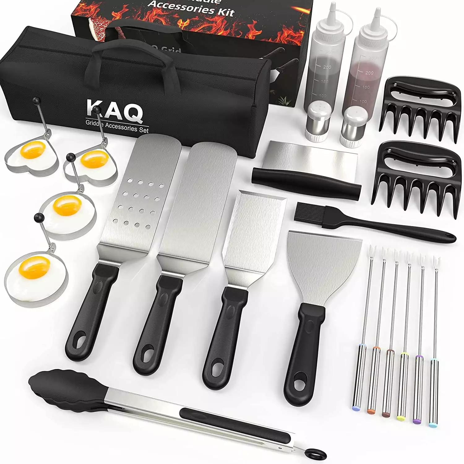 25 PCS Griddle Accessories Set Blackstone Griddle Grill Spatula Tools and Carrying Bag KAQ