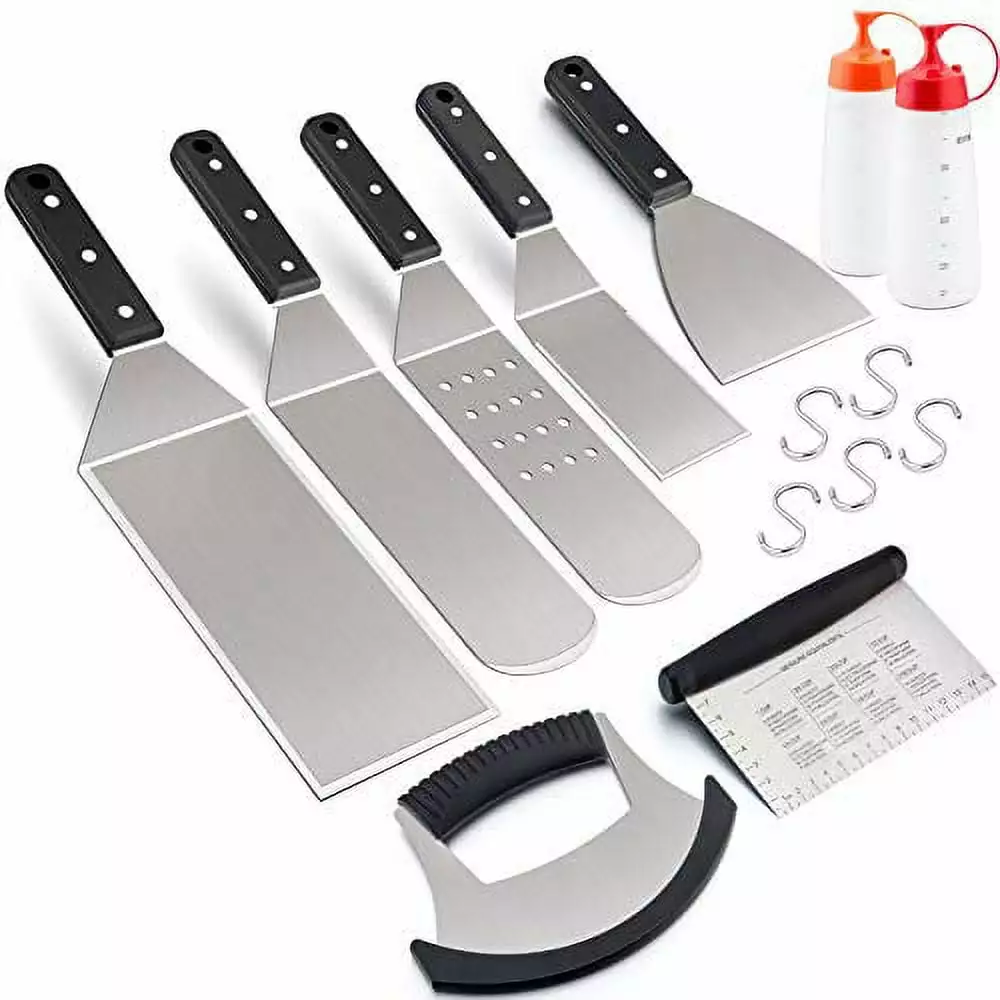 Leonyo Griddle Accessories Set 9 Stainless Steel Grill Tools Hanging Hooks