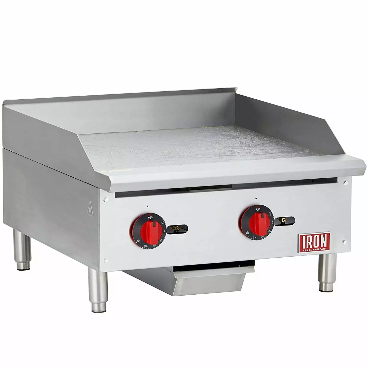 Iron Range IRTG-24 24 x 21 Countertop Commercial Gas Griddle Thermostatic Control Two Burners 60000 BTU ETL Listed