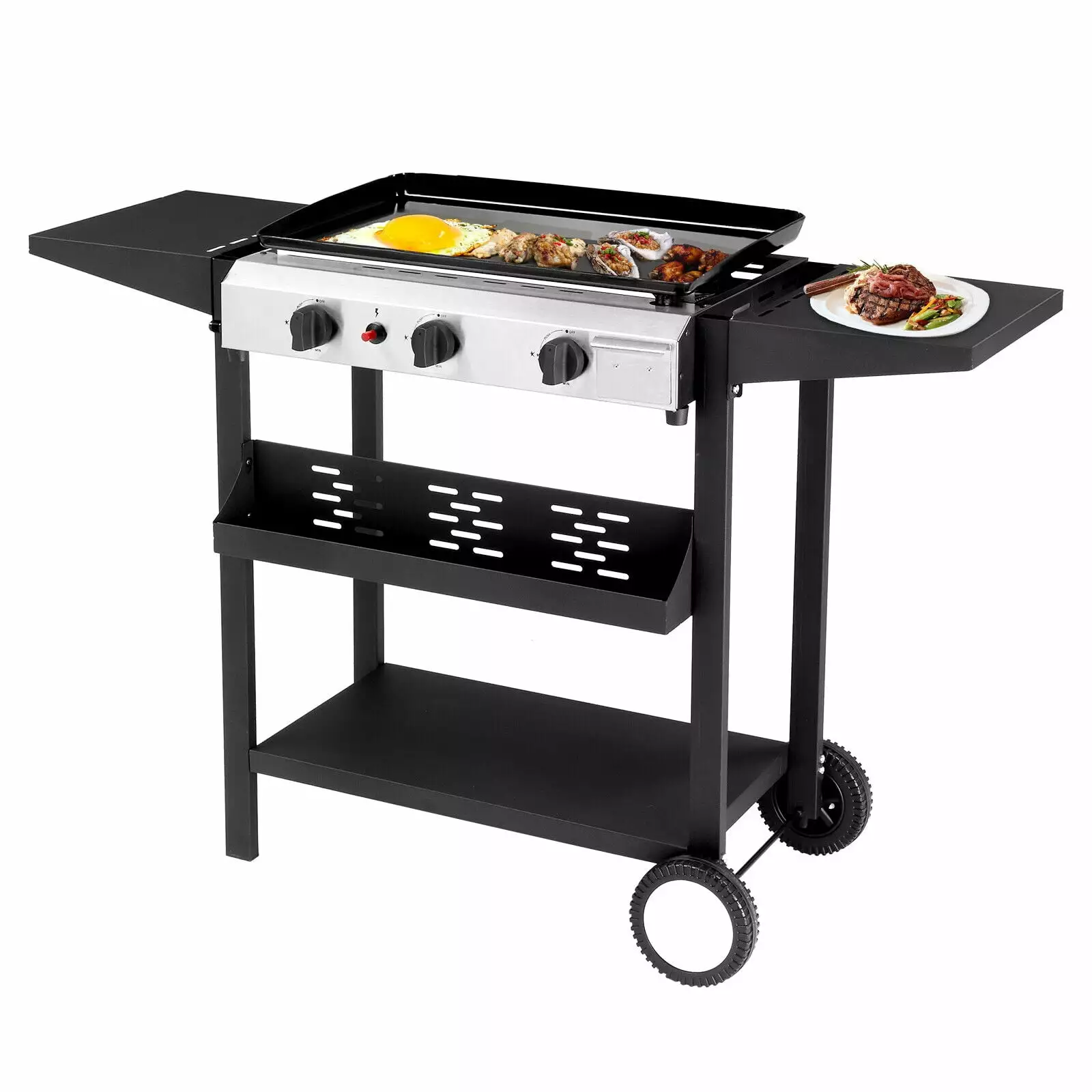 3-Burner Flat Top Gas Griddle Cooking Station 30000 BTU Propane Outdoor Barbecue UN BRAND