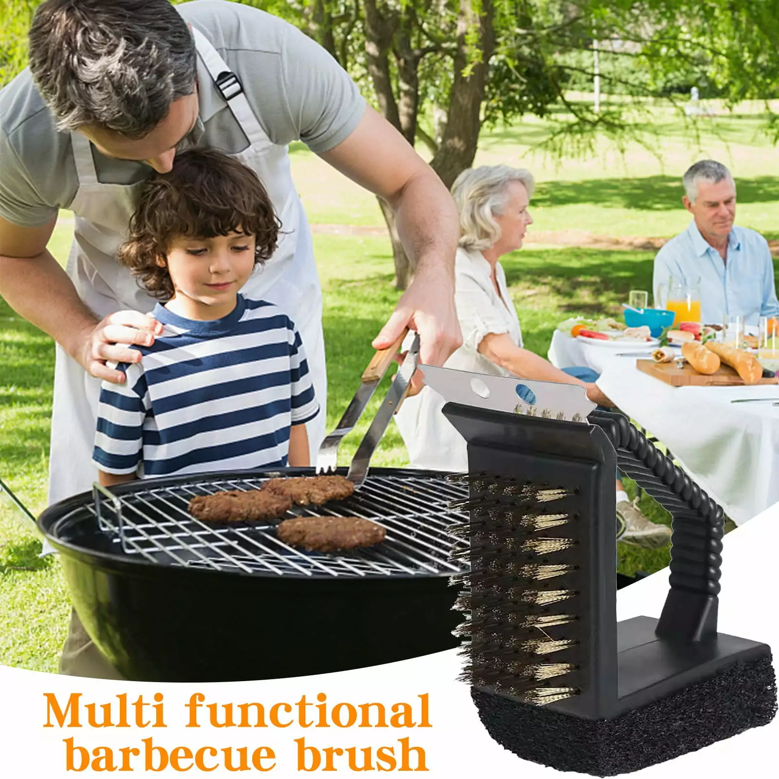 Brondbend 3--1 Right Angle Stainless Steel BBQ Cleaning Brush Grill Maintenance