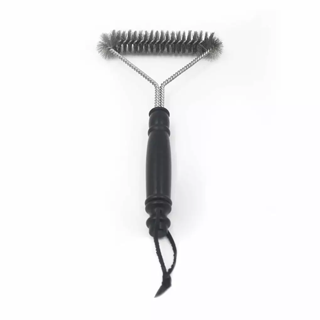 12 Inch Three-Sided Steel Bristle Grill Brush Effective BBQ Grate Cleaning Budgen