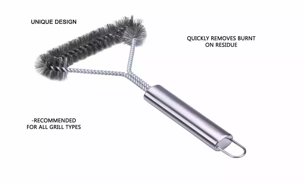 12 Inch 3 Sided Stainless Steel BBQ Grill Brush Big Green Egg Charcoal Cleaning Grill Zone