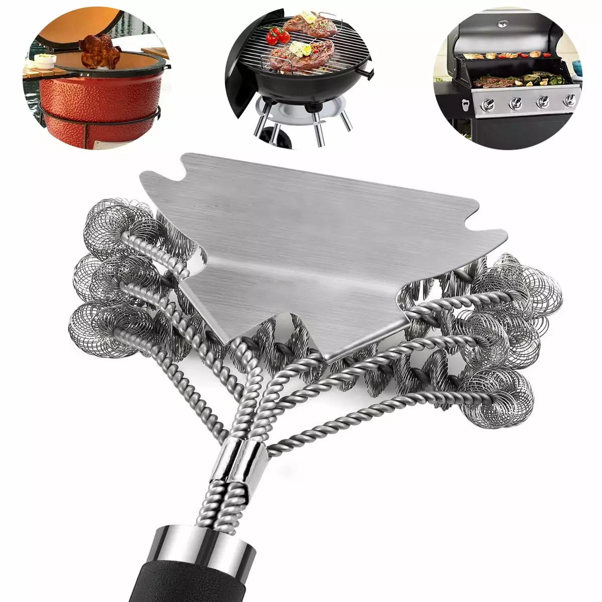 18 Inch Stainless Steel Grill Brush Set BBQ Stubborn Grime and Grease Removal Kabuer