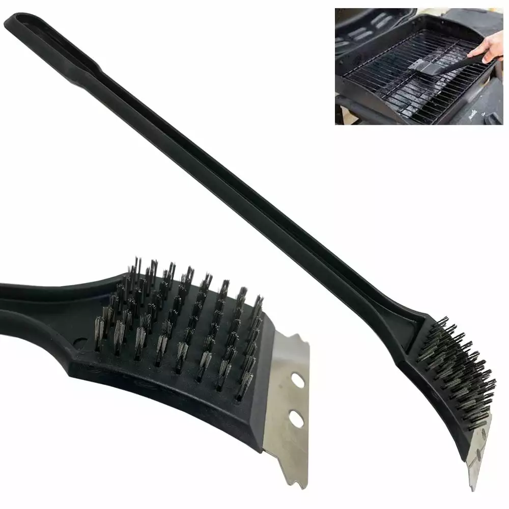 1 BBQ Grill Brush Scraper Barbeque Steel Bristles Long Handle Heavy Duty Kole Imports