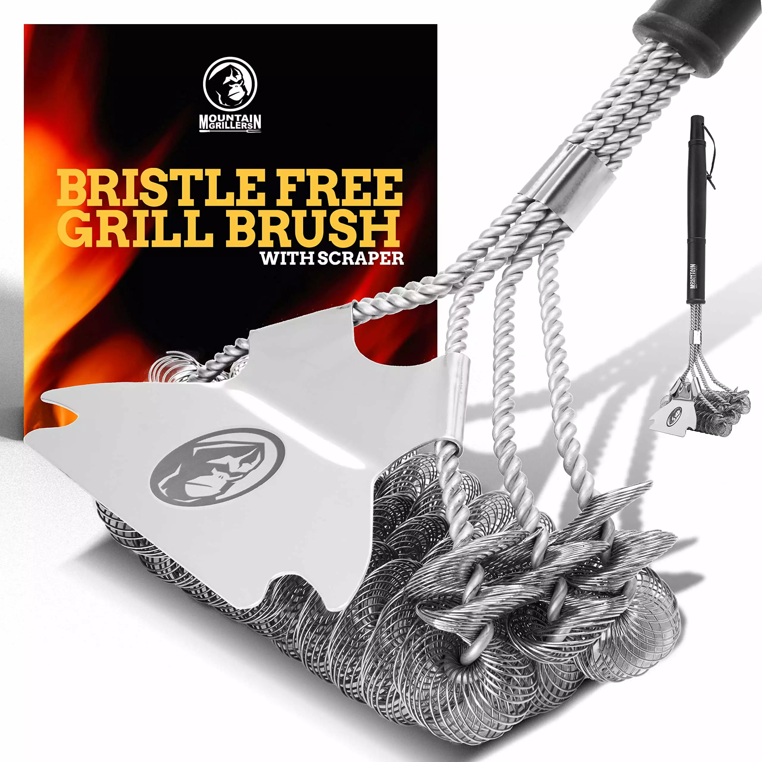 MOUNTAIN GRILLERS Bristle Free Brush Checkerboard Steak & Damage-Free Grilling