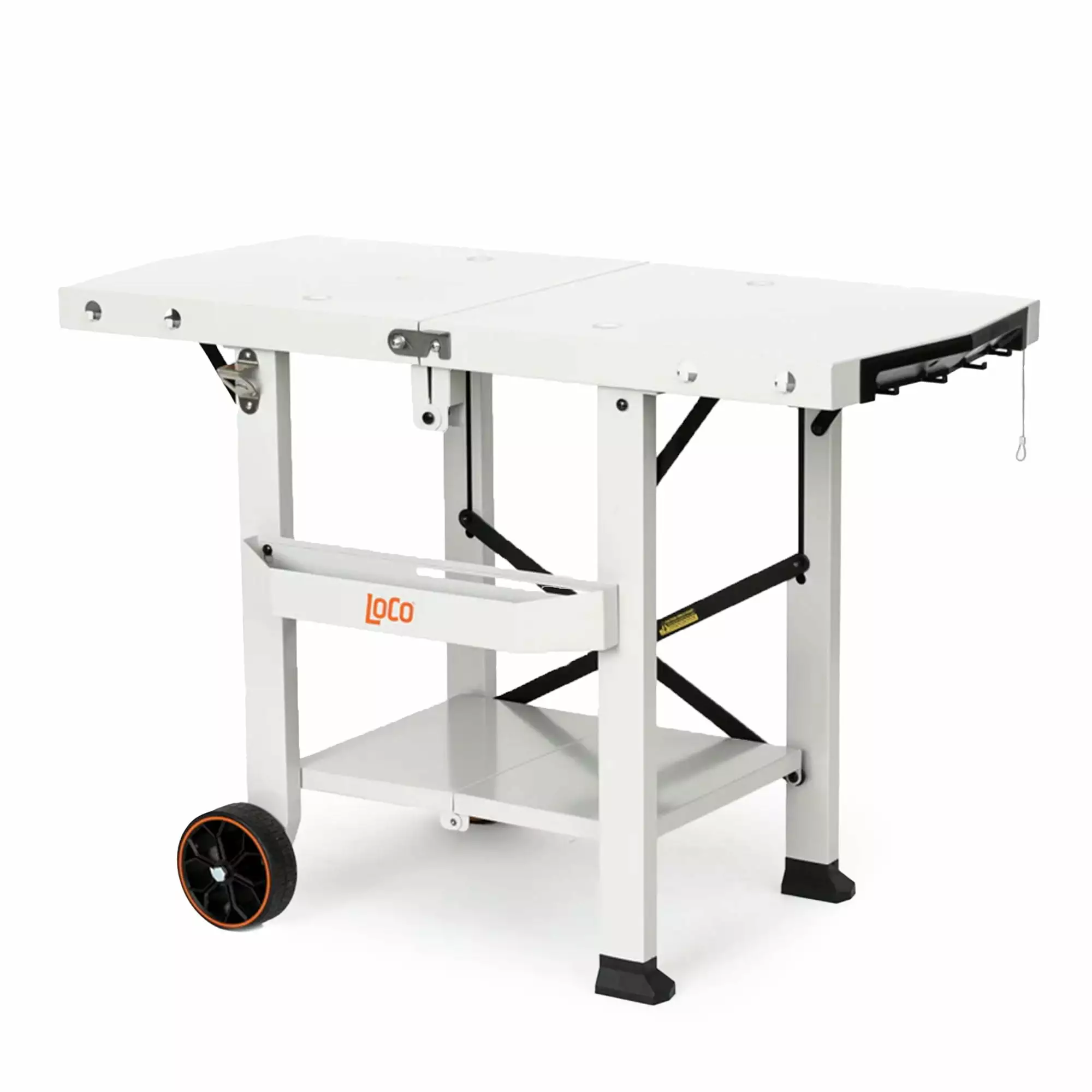 Loco Cookers Steel Tabletop Foldable Prep Cart Condiment Holder Chalkboard Surface Outdoor Cooking