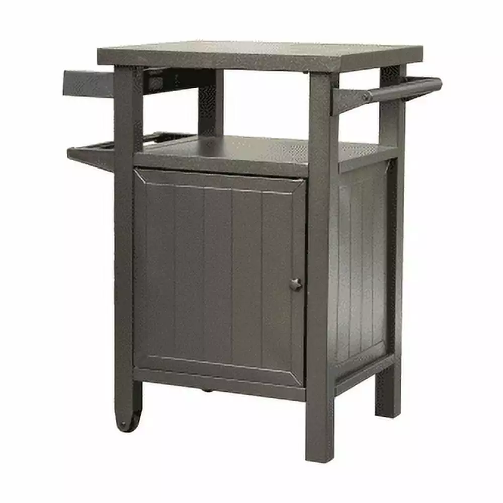 Buumin Grill Carts Outdoor Storage and Wheels Metal BBQ Table Patio Backyard Brown