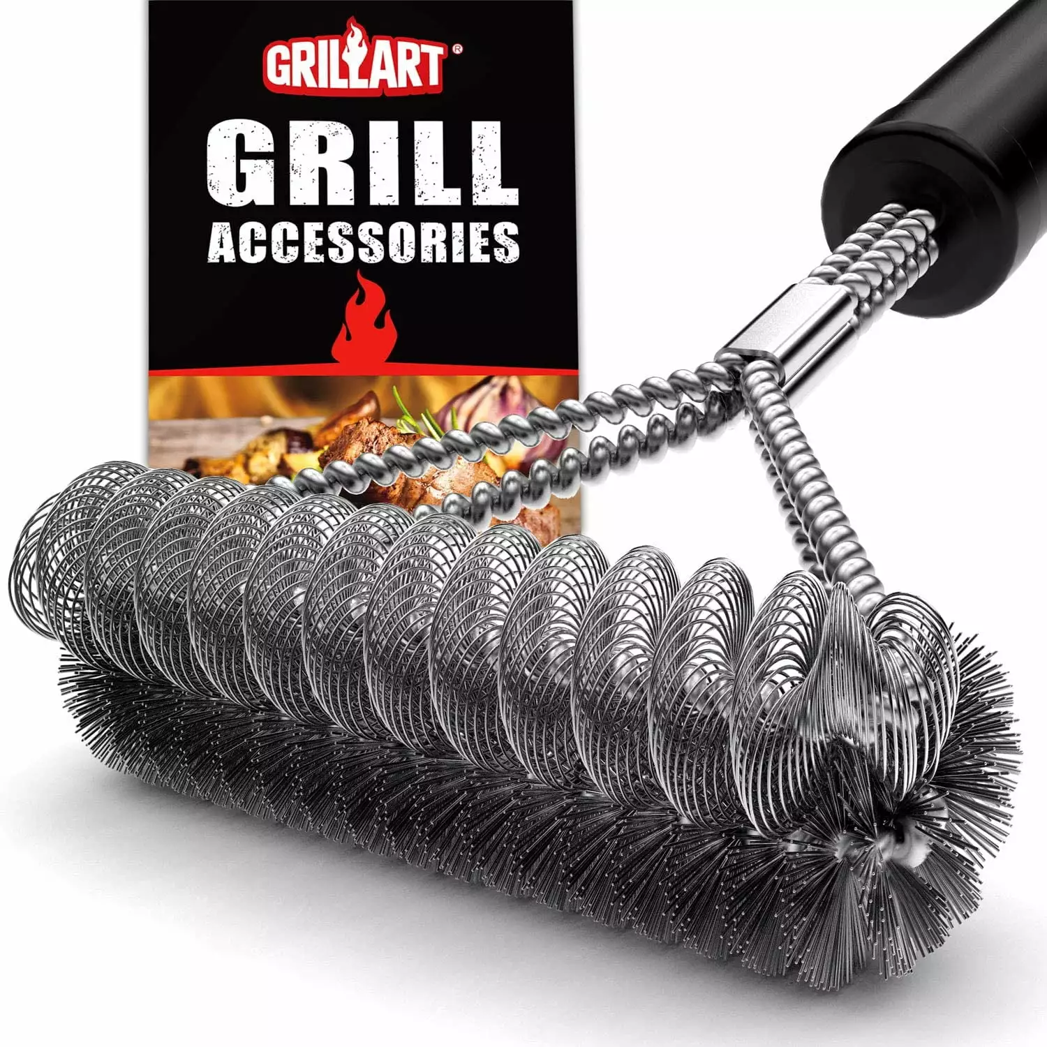 GRILLART Grill Brush Bristle Free and Wire Combined Gas Porcelain Charbroil Grates