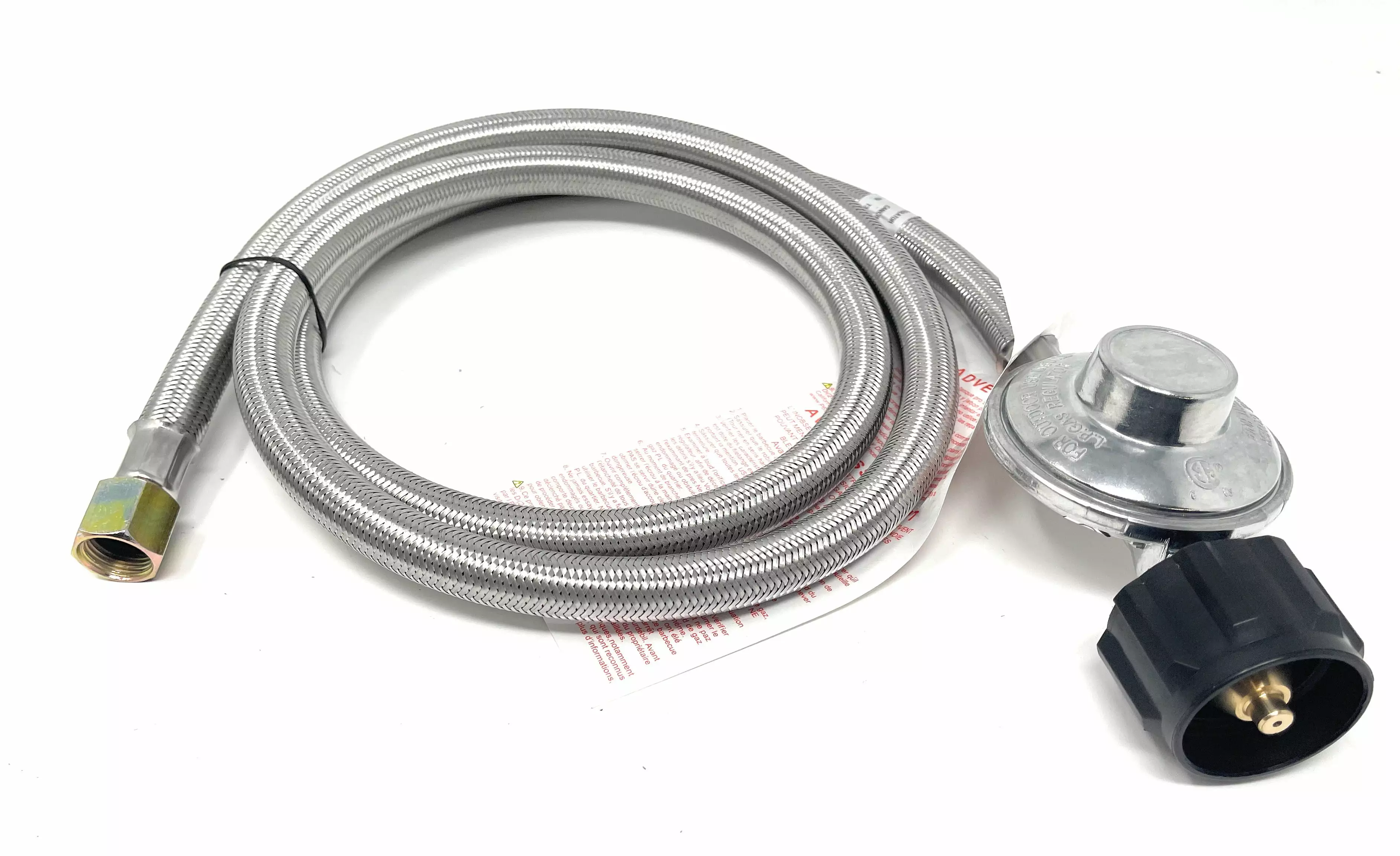 5-FT Universal QCC1 Low-Pressure Propane Regulator Stainless Steel Braided Hose LP Gas Grills and Heaters