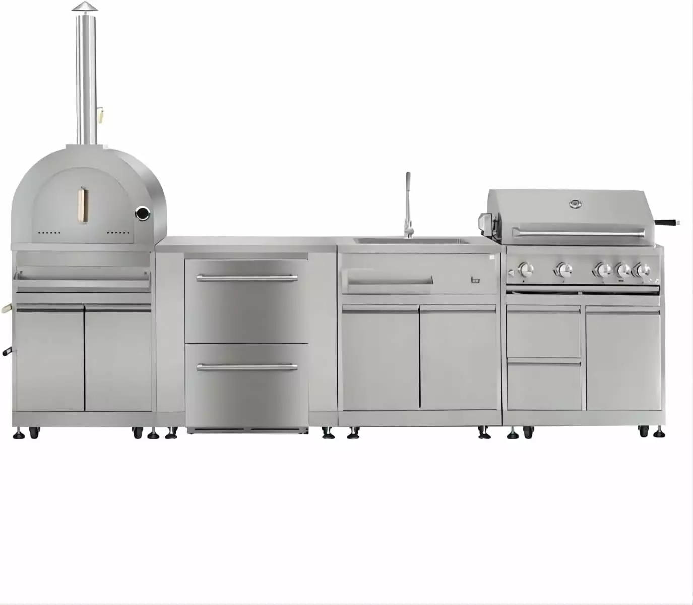 CT Copper Customize 6-piece Outdoor Kitchen Package BBQ Gas Grill Island Stainless Steel
