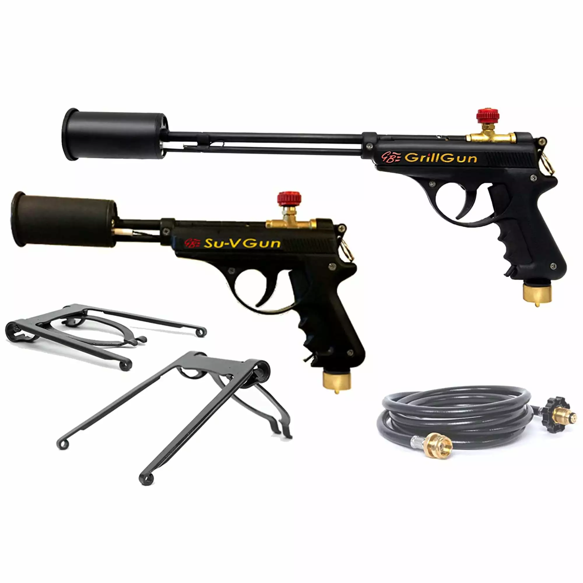 GrillBlazer GrillGun & Su-VGun Combo Charcoal Starter Set Stands and Hose - Professional Grill Ignition Kit