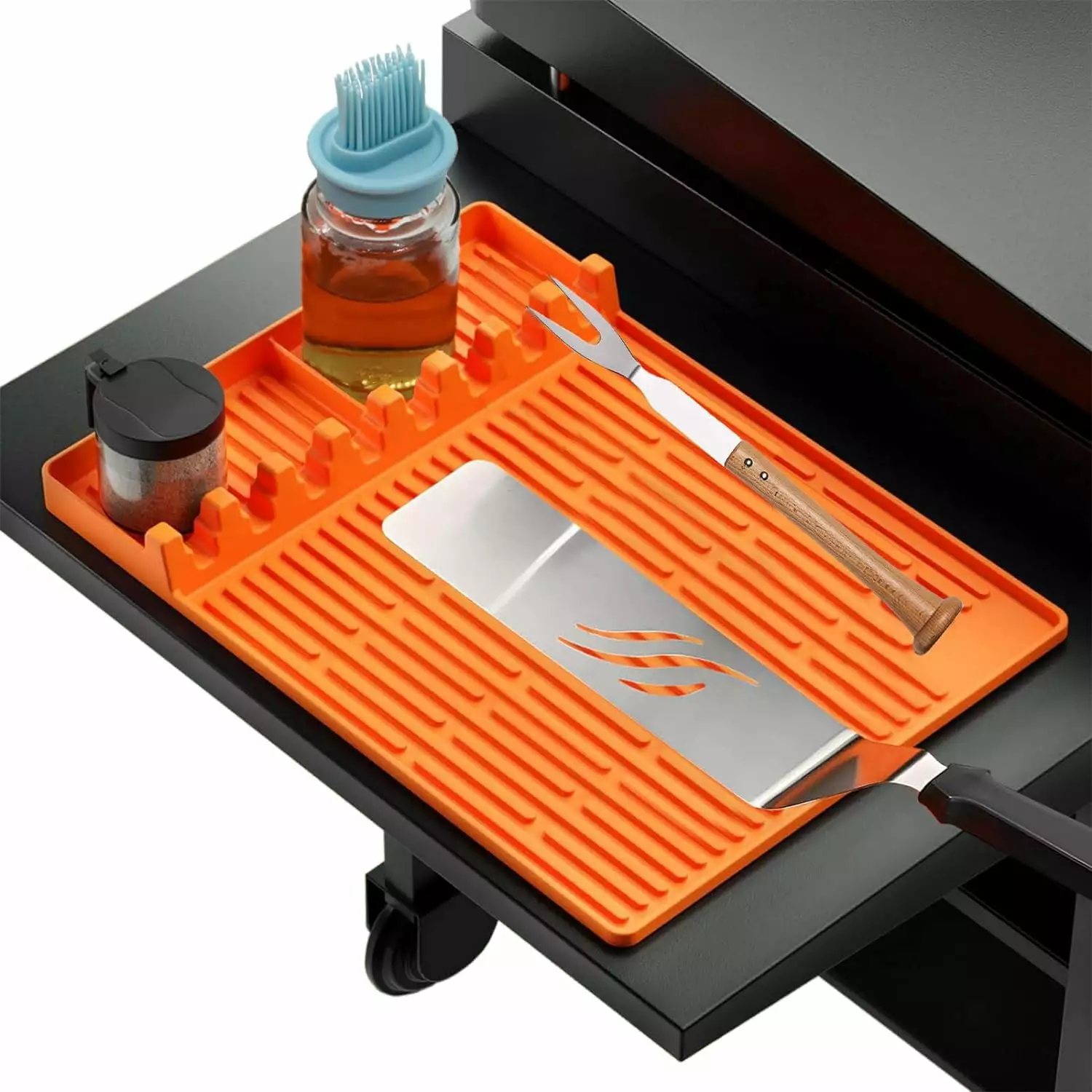 Silicone Griddle Tools Mat Spatula Mat Blackstone Outdoor Grill Kitchen Counter Food Grade BBQ Grill Mats Orange 1PCS DYY