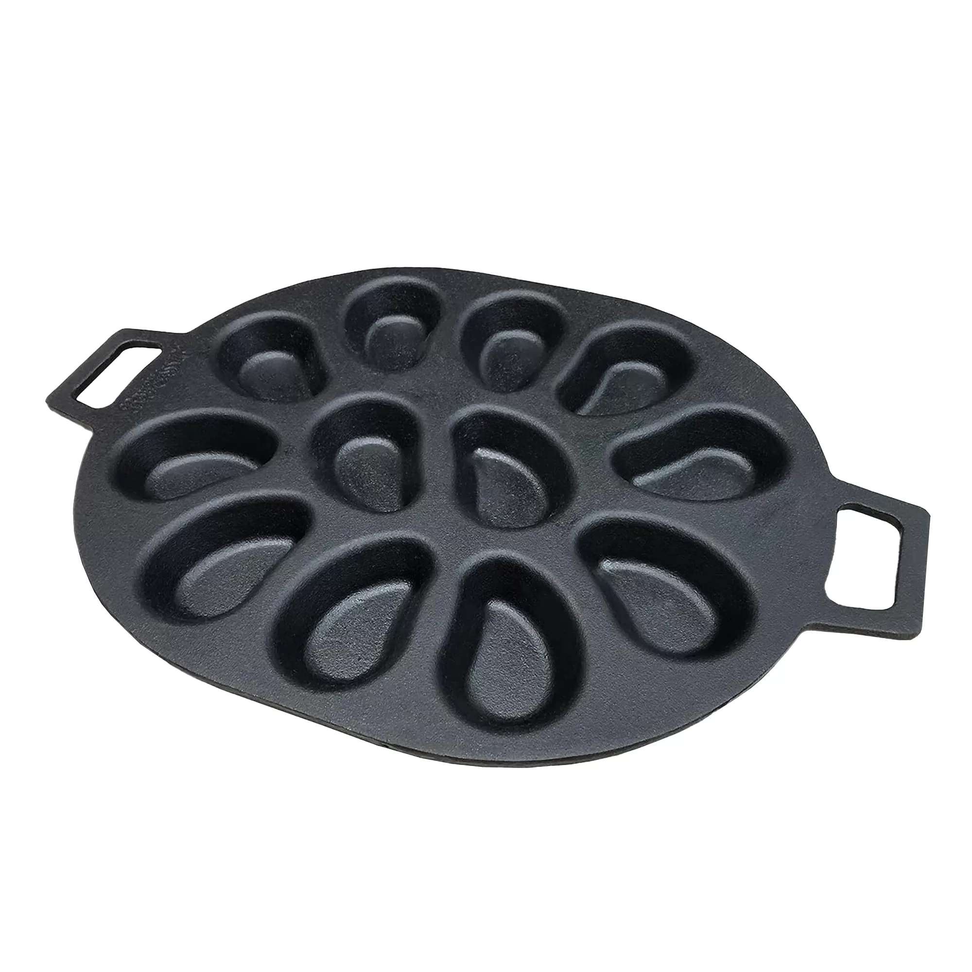 Bayou Classic Cast Iron Shellfish Shaped Oyster Grill Pan 12 Clams Black Seafood Cookware